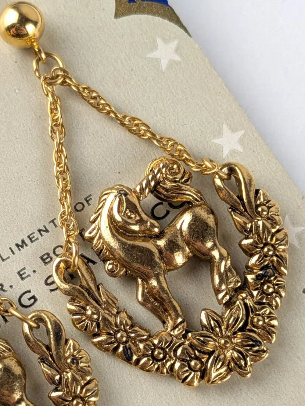 Vintage Gold-tone Unicorn Dangle Earrings